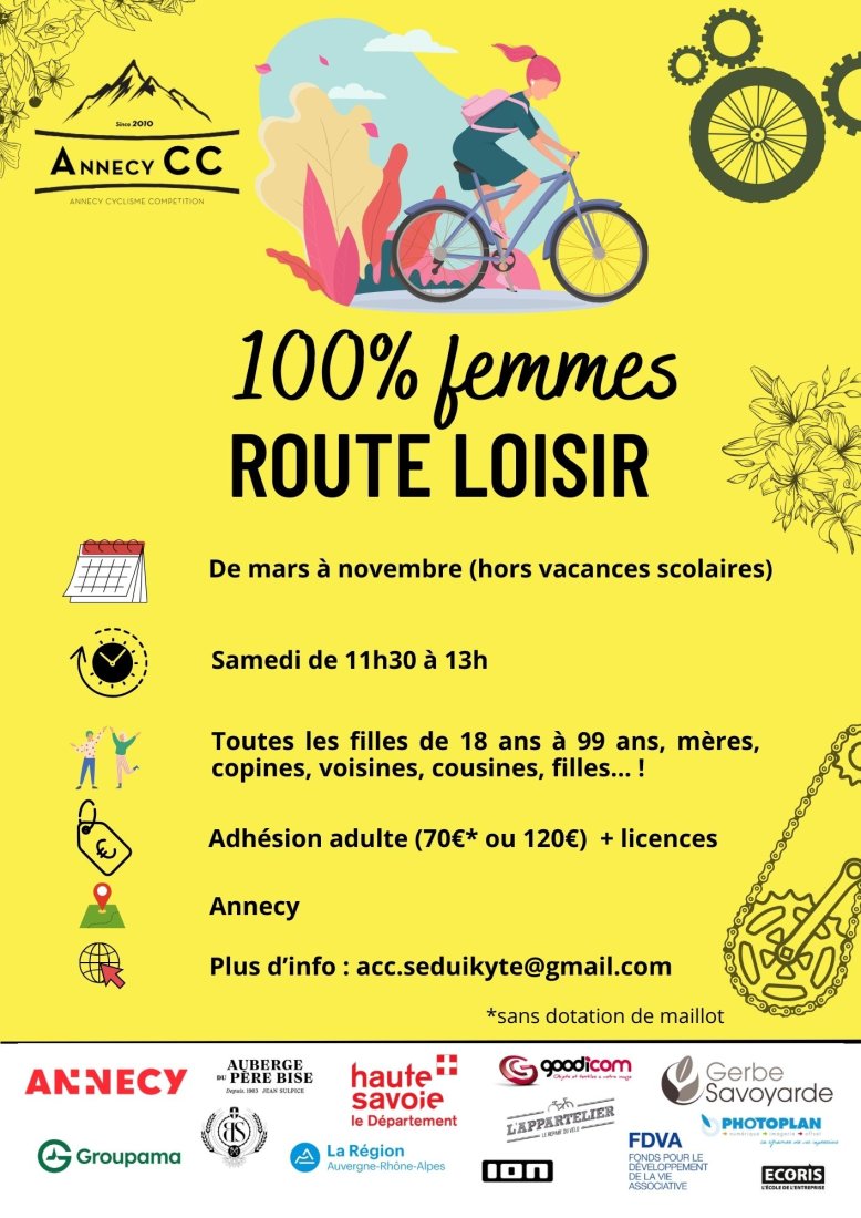 Vélo Loisir 100% Femmes les Samedis à 11h30