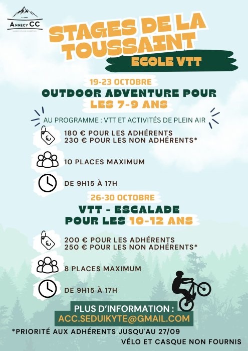 STAGE DE LA TOUSSAINT Outdoor adventure pour les 7-9 ans (19-23 OCTOBRE 2026)